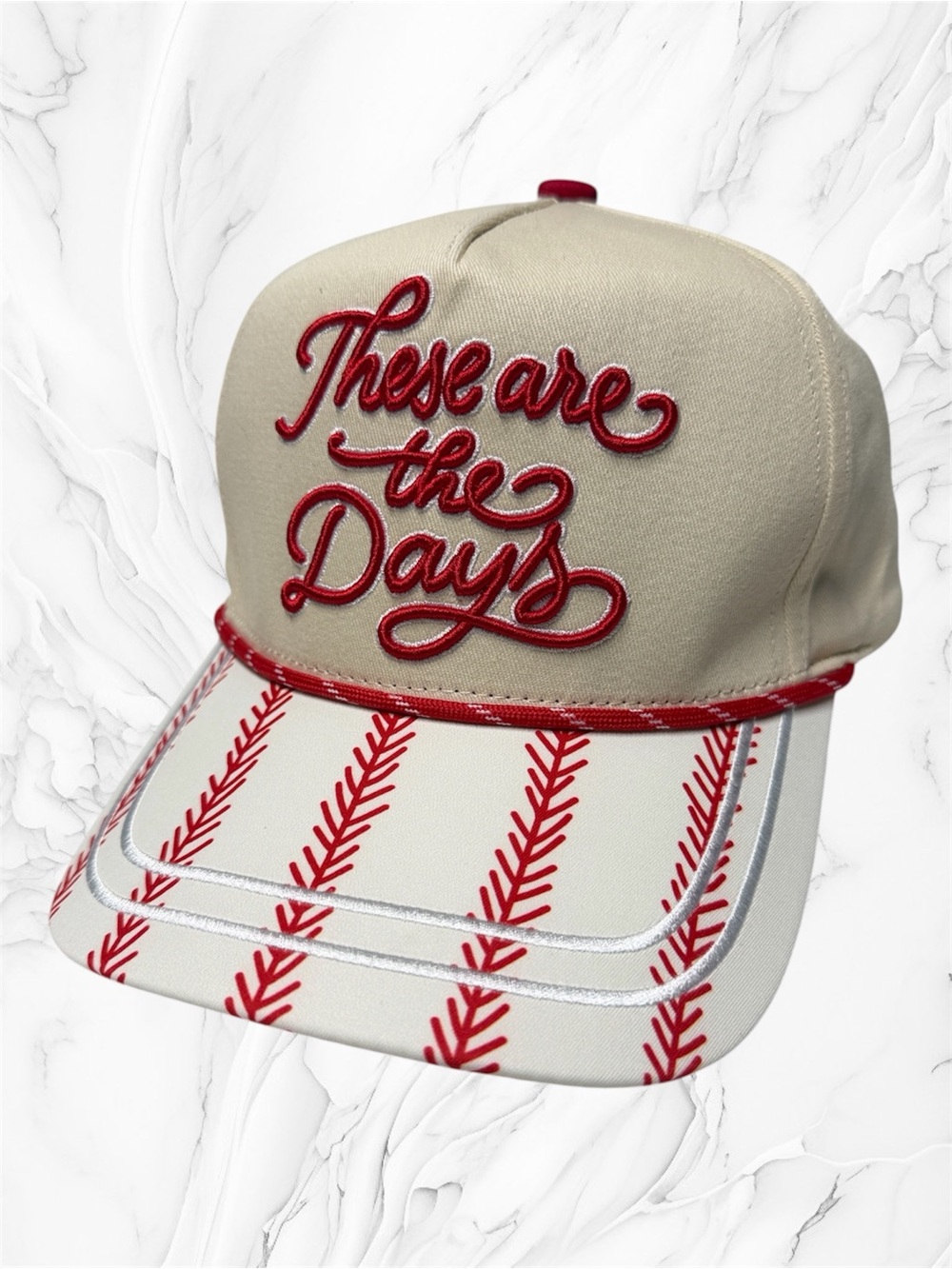 These Are The Days Cream and Red Baseball-Style Cap adjustable